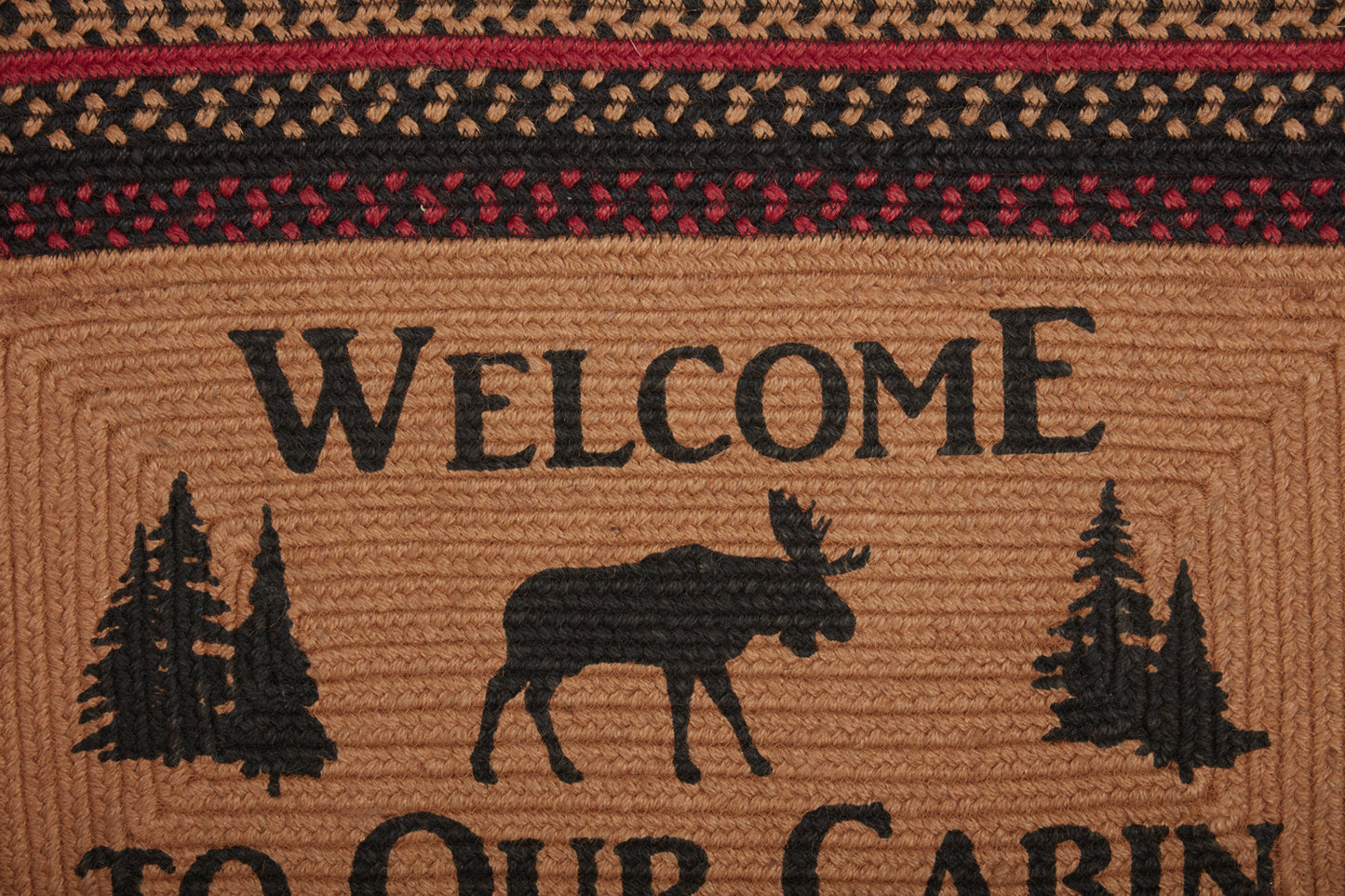 Welcome To Our Cabin Jute Rug with Rug Pad