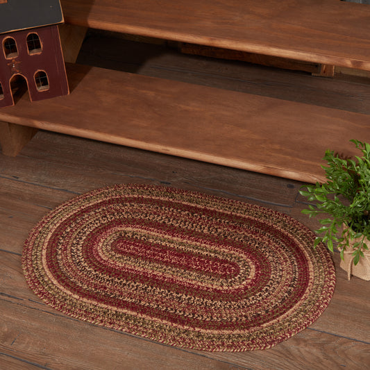 Burgundy Jute Oval Rug with Rug Pad