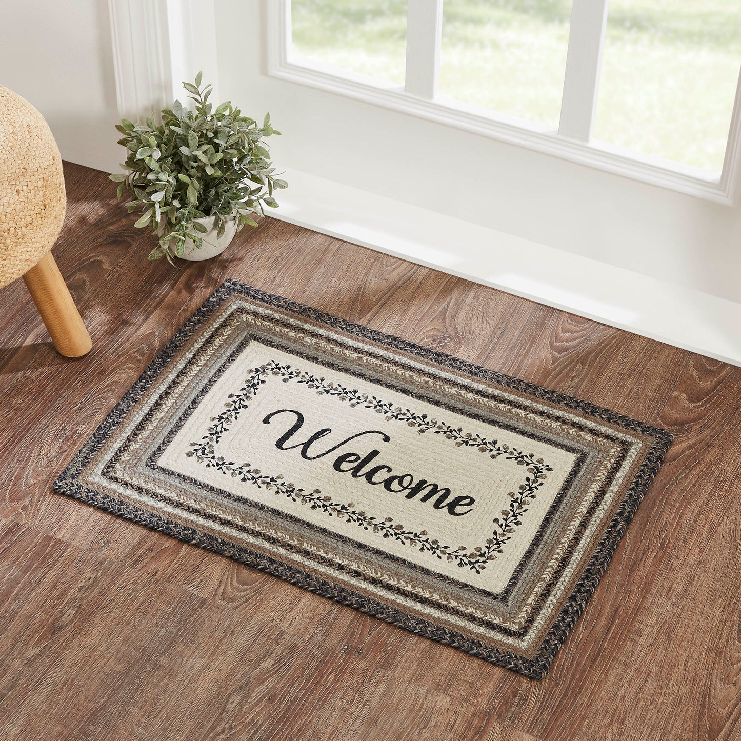 Floral Vine Jute Welcome Rug