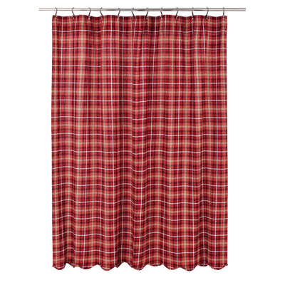 Red Plaid Scalloped Shower Curtain