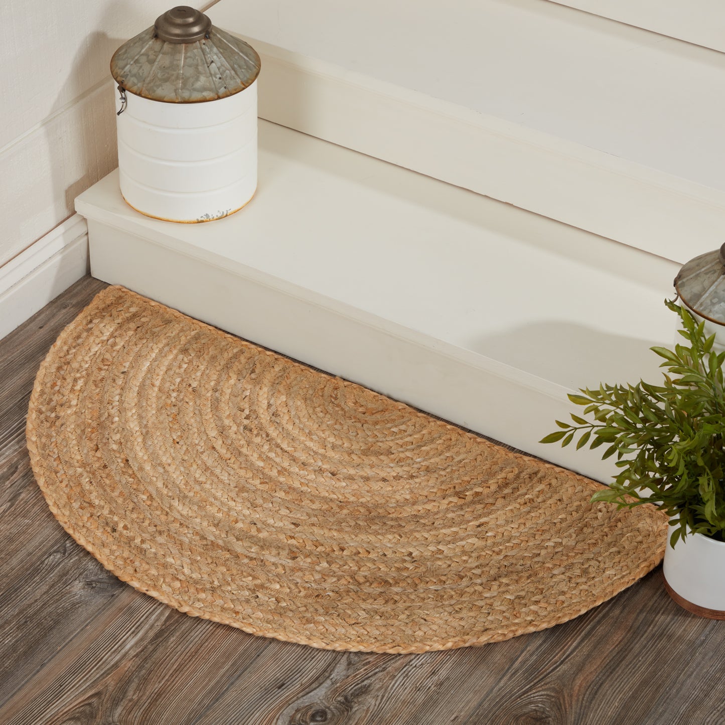 Half Circle Jute Rug with Rug Pad