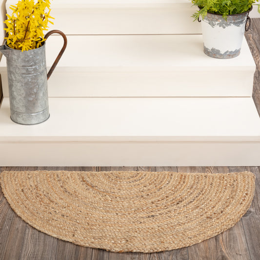 Half Circle Jute Rug with Rug Pad