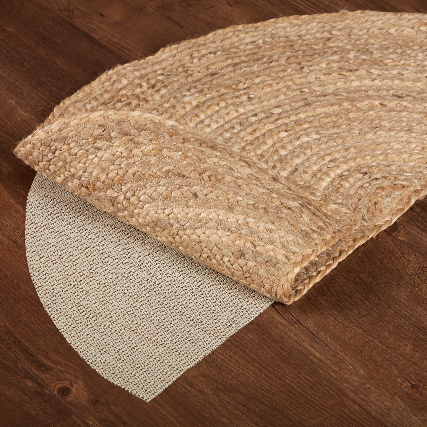 Half Circle Jute Rug with Rug Pad