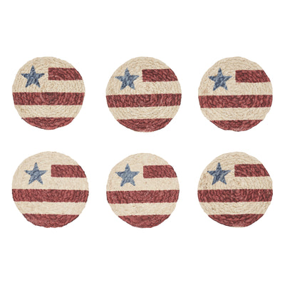 Patriotic Jute Coasters - Set of 6