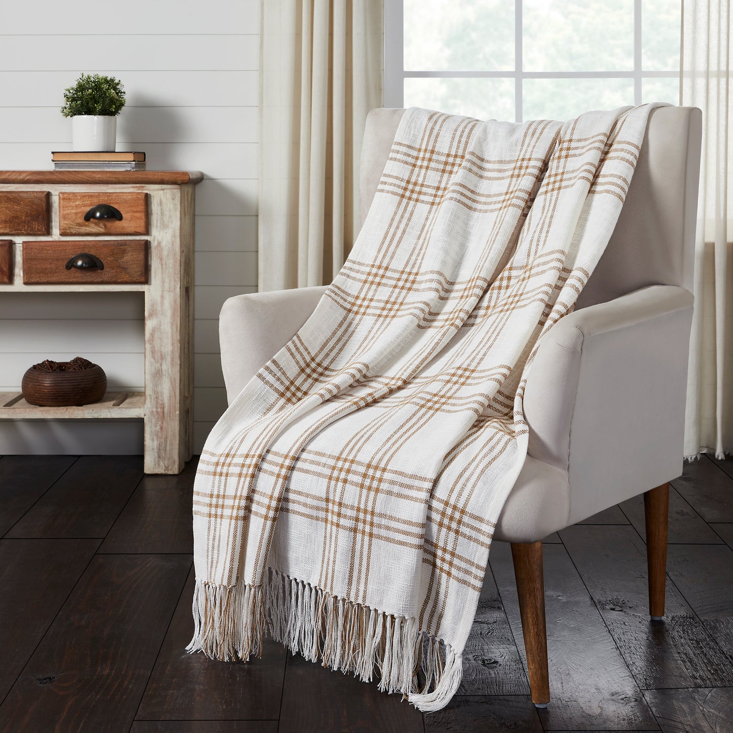 Wheat Plaid Throw Blanket