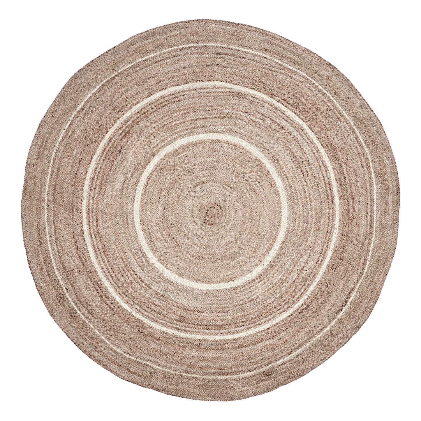 6 FT Round Jute & Creme Rug with Rug Pad