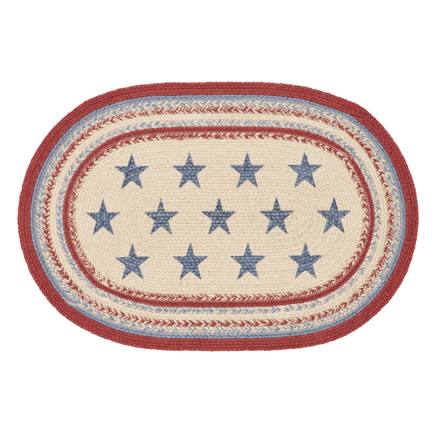 Patriotic Jute Oval Rug with Rug Pad