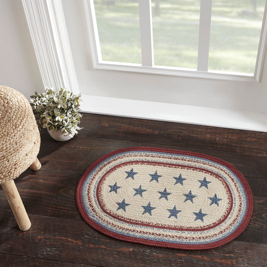 Patriotic Jute Oval Rug with Rug Pad