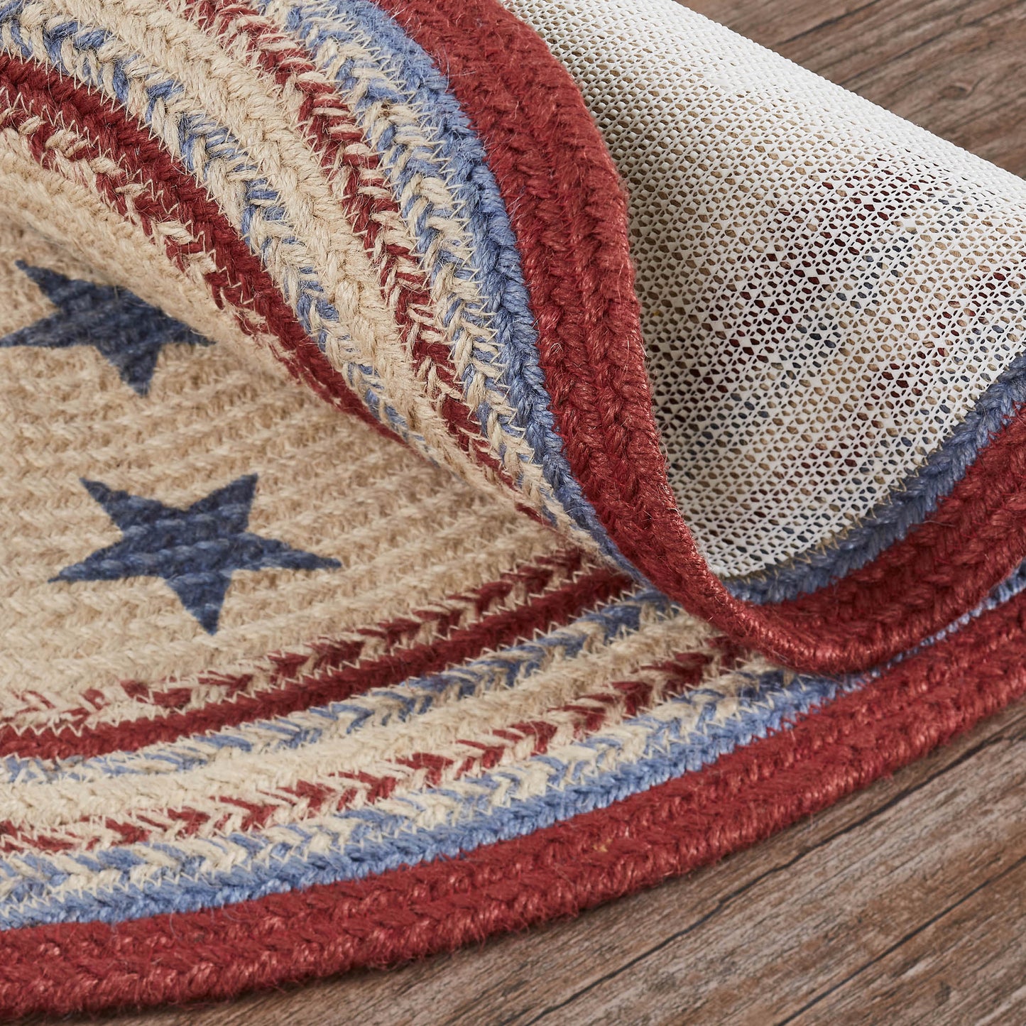 Patriotic Jute Oval Rug with Rug Pad