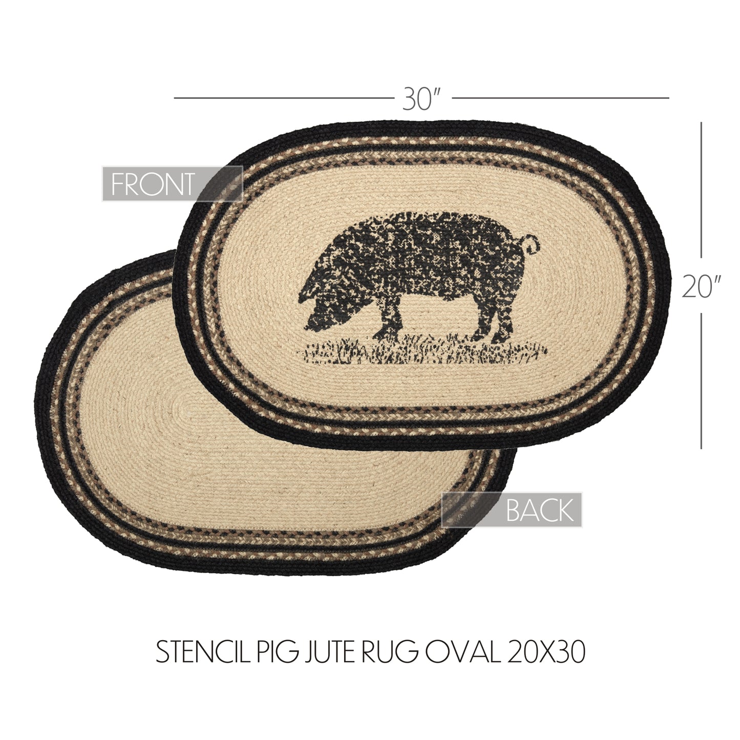 Pig Jute Oval Rug with Rug Pad